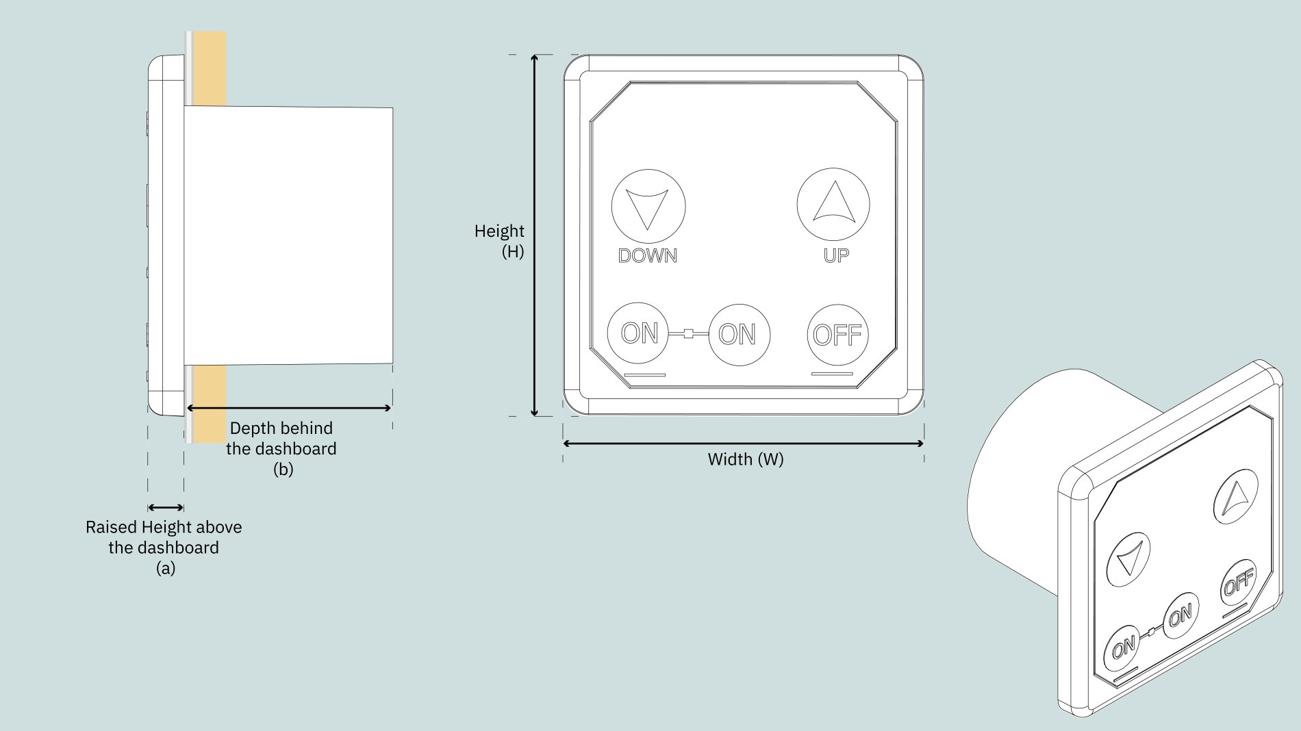 Tilbehør Reservedeler SLEIPNER Kontrollpanel ankervinsj sort  touch 1224V 8608950 S